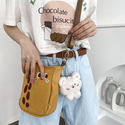 Bolsa Bandolera Pequeña de Lona Cacahuete con Diseño Cartoon - Ajustable para Celular - Image 5
