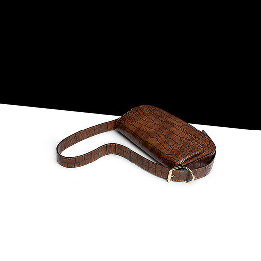 Bolso Baguette de Cuero Genuino con Patrón - Bandolera Elegante para Mujer - Image 9