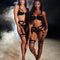 Conjunto de Lingerie Renda com Sutiã de Bojo e Cinta-Liga de Três Peças