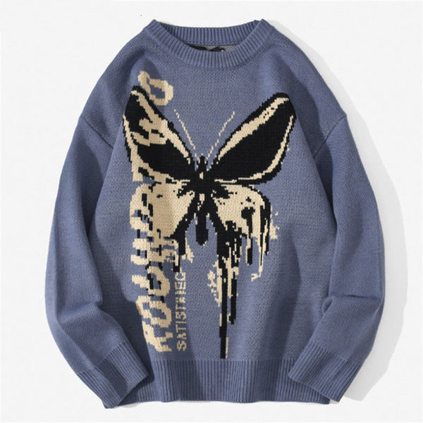 Suéter Tejido Jacquard con Patrón de Mariposas para Mujer