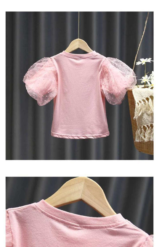 Blusa Infantil Coreana con Mangas Abullonadas - Estilo Verano - Image 9