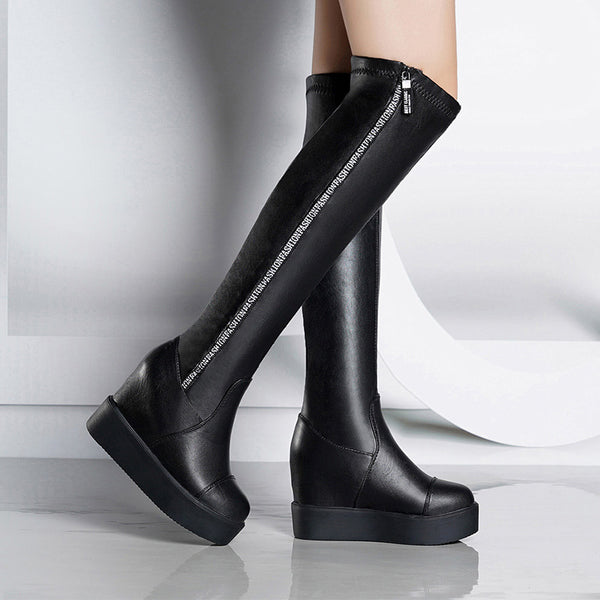Botas Altas Over-the-Knee con Tacón Cuña Estilizador