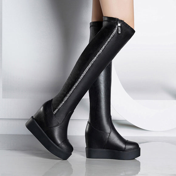 Botas Altas Over-the-Knee con Tacón Cuña Estilizador