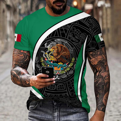 Playera Holgada Águila y Serpiente Cuello Redondo para Hombre - Image 15