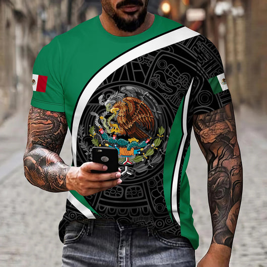 Playera Holgada Águila y Serpiente Cuello Redondo para Hombre - Image 15
