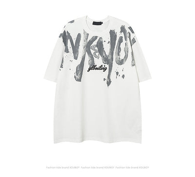 Camiseta Hombre Estilo Retro Americano con Estampado Graffiti - Image 19