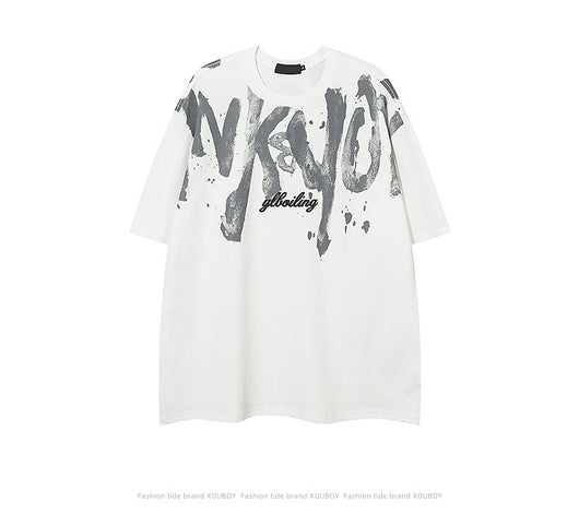 Camiseta Hombre Estilo Retro Americano con Estampado Graffiti - Image 19