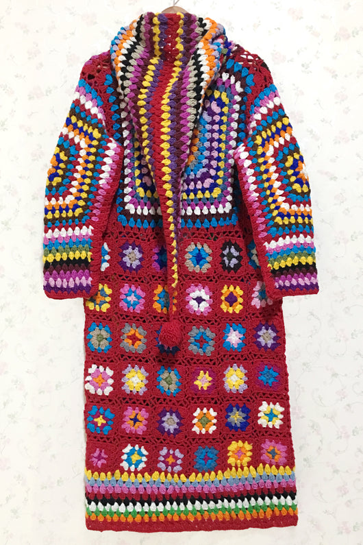 Suéter Abrigo de Lana Tejido Calado con Diseño Étnico Multicolor - Image 8