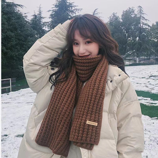 Bufanda Mujer Otoño Invierno Versión Coreana Lana Tejida Color Sólido - Image 2