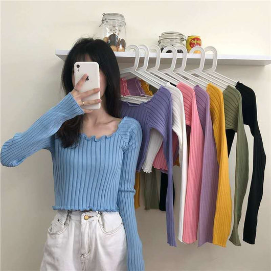 Blusa Tejida Manga Larga Delgada para Mujer - Diseño Elegante Verano - Image 12