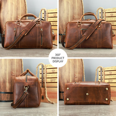 Bolsa de Viaje Retro en Cuero Genuino para Hombre - Image 5