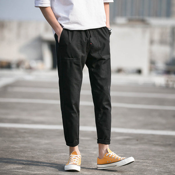 Pantalones Capri Casual de Algodón para Hombre en Colores Sólidos