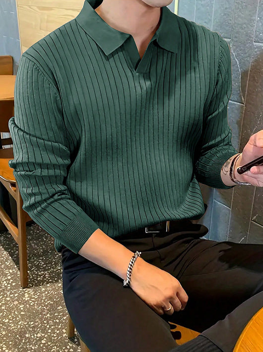 Polo Texturizado Slim Fit de Manga Larga para Hombre - Cómodo y Elegante - Image 19