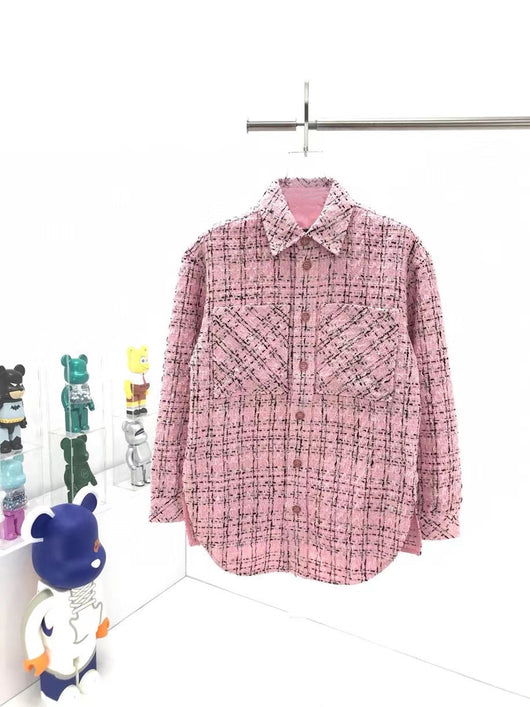Camisa de Cuadros con Hilo Plateado Tejido para Hombre y Mujer - Image 18