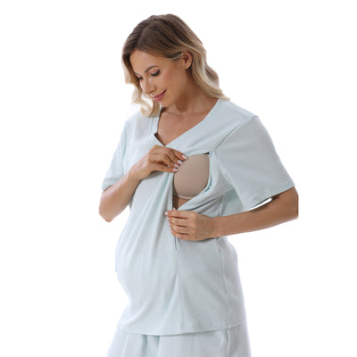 Pijama Materno Corto de Algodón Texturizado para Verano - Image 2