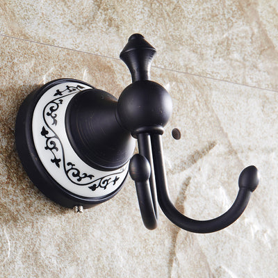 Perchero Europeo Antiguo Negro con Base de Cerámica para Abrigos y Sombreros - Image 2