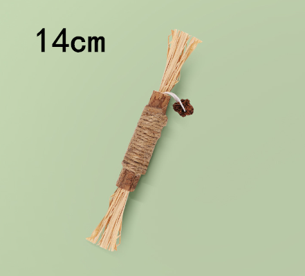 14cm natural wooden cat chew toy wrapped with cotton rope and raffia ends, designed for tooth cleaning. - Image 16