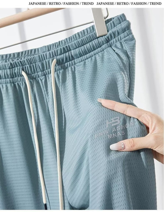 Pantalones Casuales Hombre Transpirables Seda de Hielo Cintura Elástica - Image 15