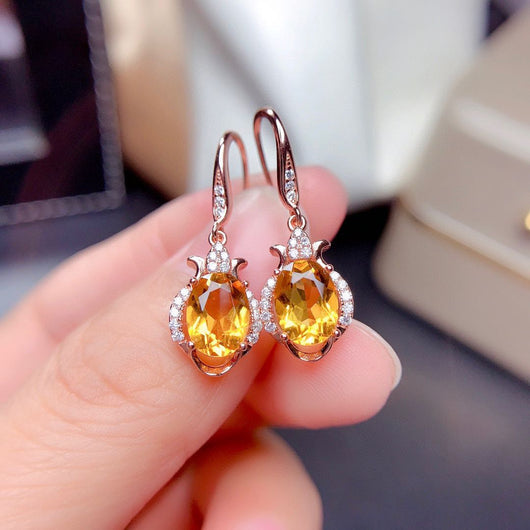 Aretes de Citrino Plata Pura - Brillo Cristalino Femenino - Image 8