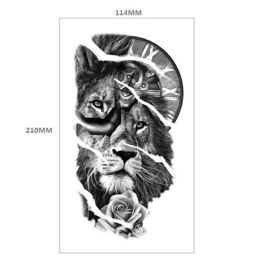 Tatuaje Temporal Transferible - Patrón Animal Tigre y León Media Manga - Image 10