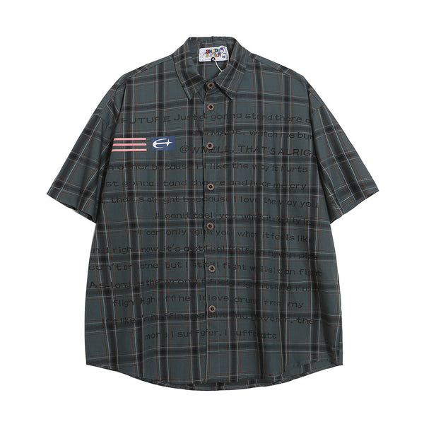 Camisa Cuadriculada Suelta Manga Corta para Hombre