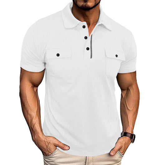 Polo Casual de Verano con Bolsillos y Botones para Hombre - Image 24