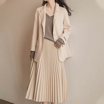 Falda Plisada A-línea Color Liso Versátil y Cómoda - Image 3