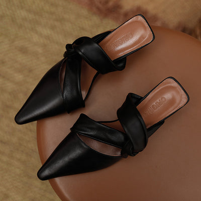 Sandalias de Tacón Medio Puntiagudo con Moño Elegante - Image 5