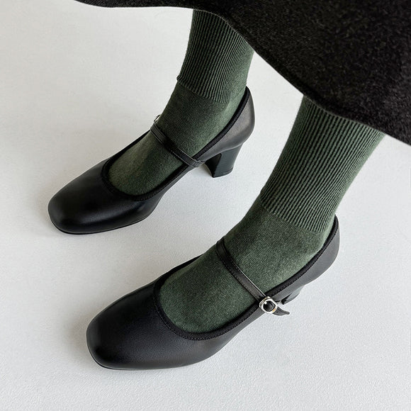 Tacones Altos de Cuero Premium Estilo Retro Francés