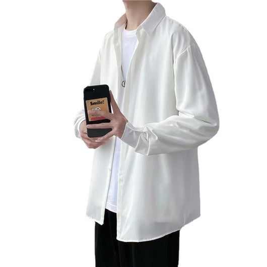 Camisa Suelta de Manga Larga en Seda de Hielo para Hombre - Image 5
