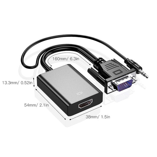 Adaptador VGA a HDMI con Audio y Alimentación - Conexión 1080p Plug and Play - Image 3