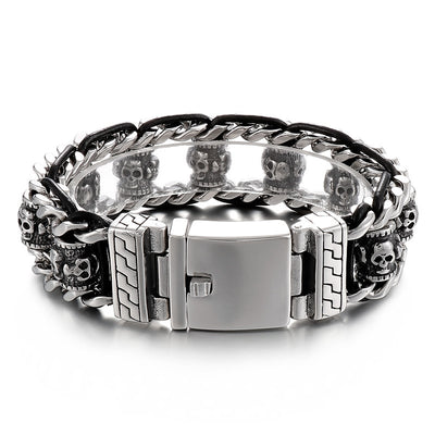 Pulsera de Acero Inoxidable Calavera Retro para Halloween - Image 6
