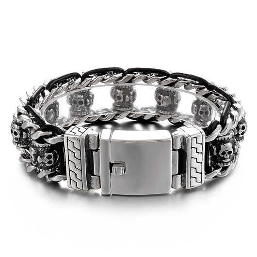 Pulsera de Acero Inoxidable Calavera Retro para Halloween - Image 6