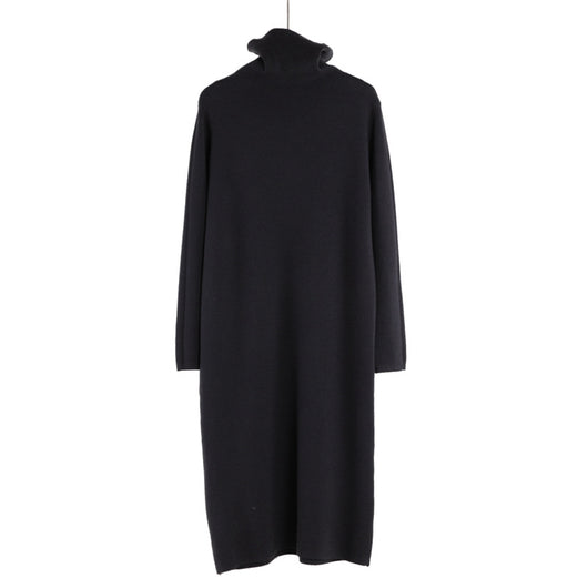 Vestido Suéter Largo de Cuello Alto para Otoño e Invierno - Image 4