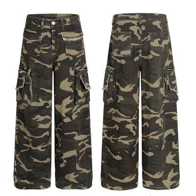 Pantalones de Trabajo Camuflaje Algodón Corte Recto para Hombre