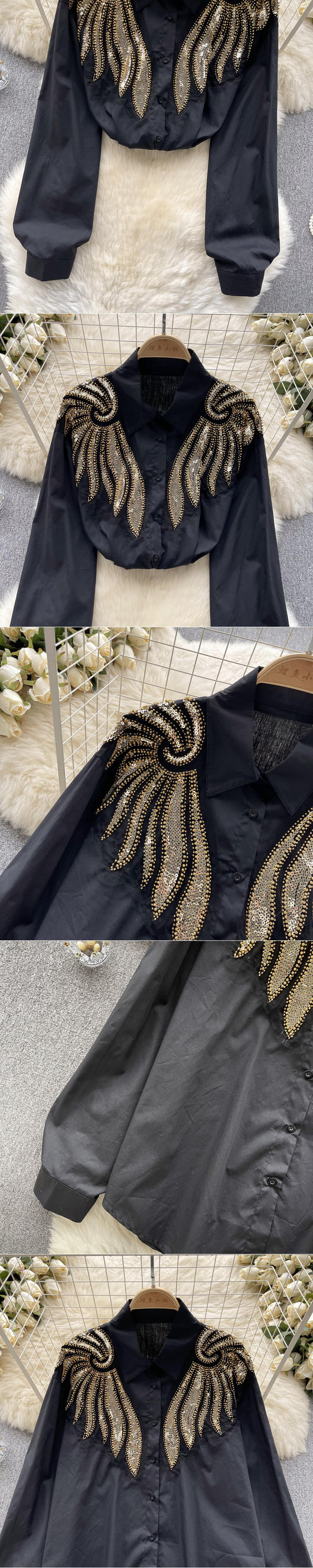 Blusa Mujer Diseño Sofisticado con Cuentas y Lentejuelas - Image 8