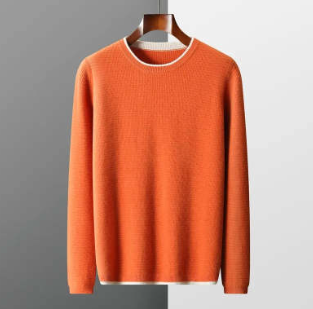 Suéter Tejido Falso Dos Piezas con Cuello Redondo Estilo Waffle