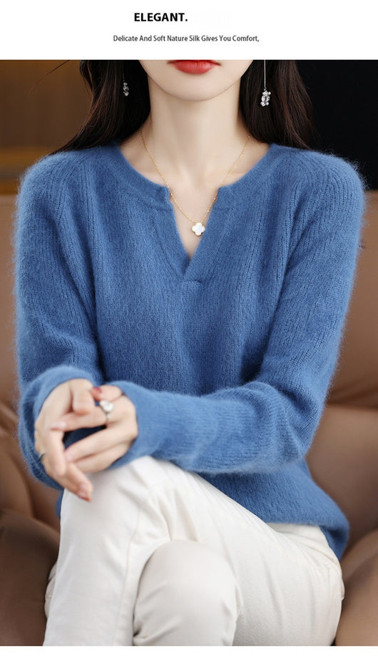 Suéter de Visón Otoño Invierno Mujer Talla Grande Holgado con Forro Polar - Image 28