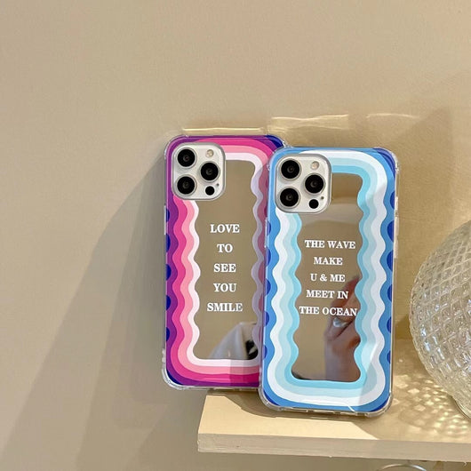 Funda Espejo con Letras para Celular - Diseño Rayado - Image 2