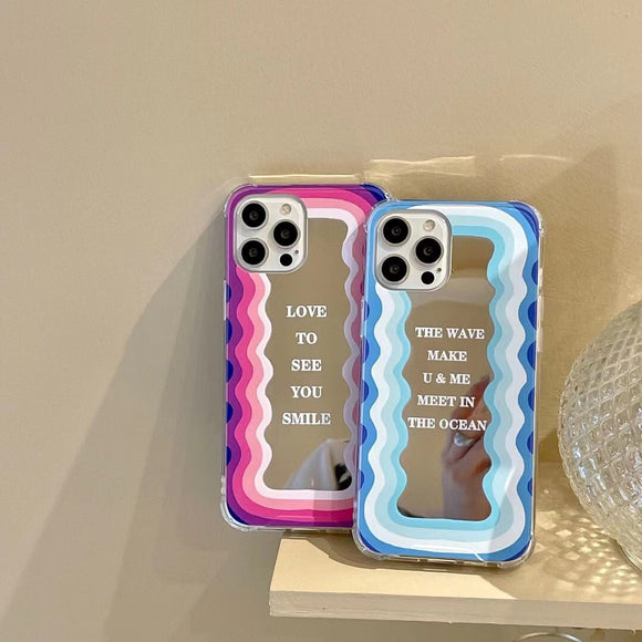 Funda Espejo con Letras para Celular - Diseño Rayado