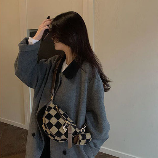 Bolsa Crossbody de Cuadros Escoceses Estilo Occidental Multiusos