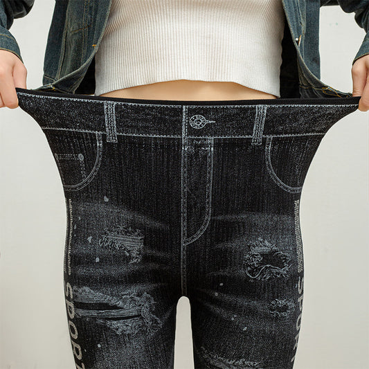 Pantalones Skinny Reductores en Denim Sintético para Mujer