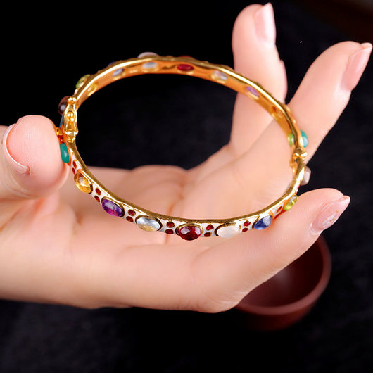 Pulsera de Plata con Gemas de Colores y Esmalte - Image 7