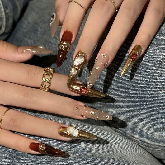 Uñas Postizas Barrocas con Gemas - Diseño Avanzado - Image 2