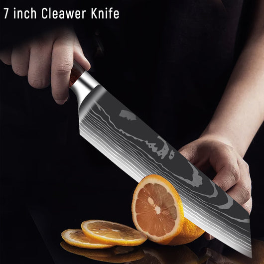 Juego de Cuchillos de Cocina Damascus con Mango de Resina Roja - Image 28