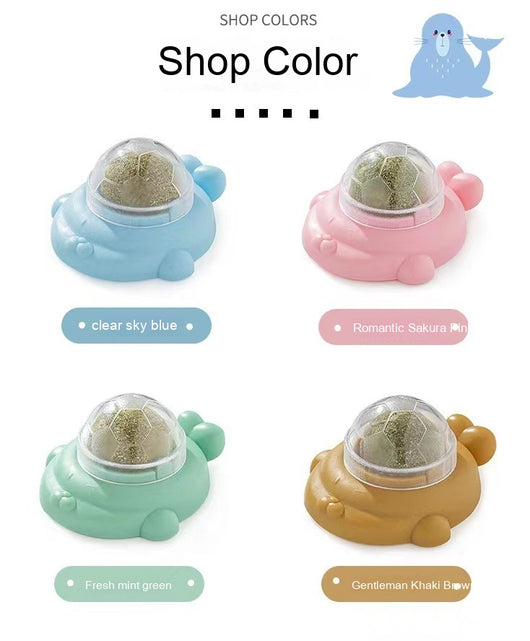 Light green turtle-shaped catnip toy with a clear, football-patterned dome filled with catnip. - Image 13