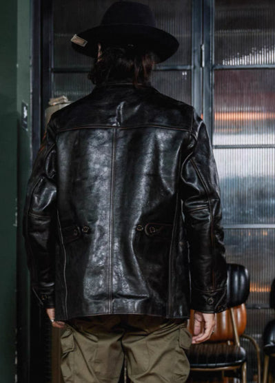Chaqueta de Cuero Pesado Largo para Hombre - Image 11