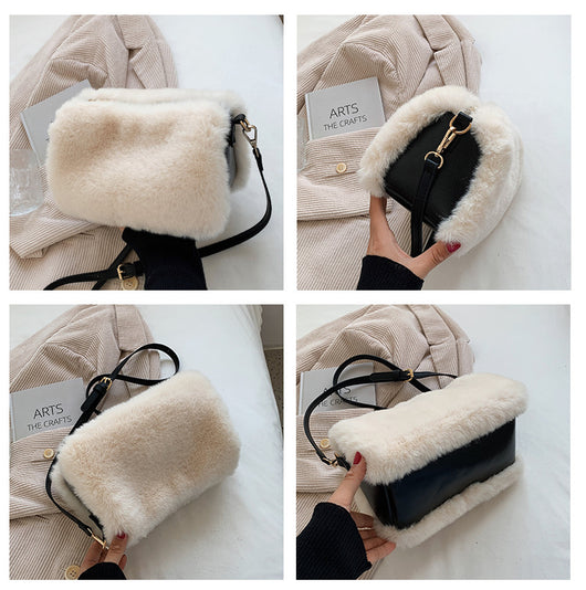 Bolso de Hombro Cuadrado Plush en Colores Sólidos - Image 14