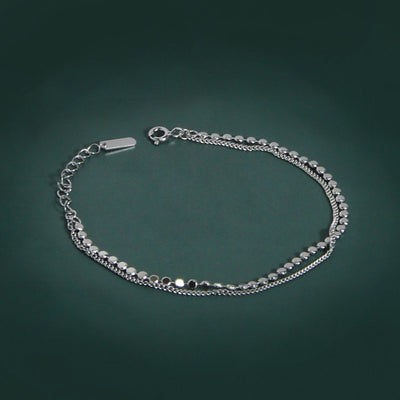 Pulsera de Plata Esterlina Doble Capa con Diseño Minimalista para Mujer - Image 6