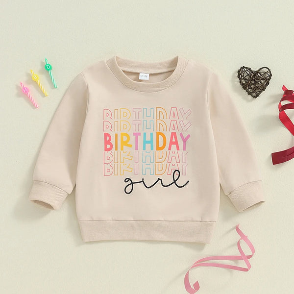 Sudadera Casual para Niña con Letras de Cumpleaños